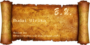 Budai Ulrika névjegykártya